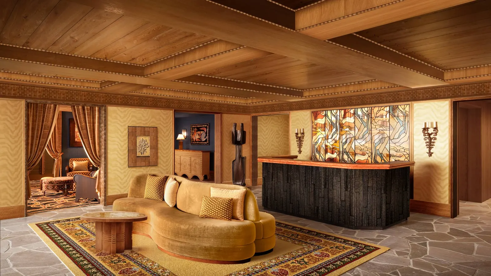 Hôtel Saint Roch · 3D render: Reception lounge