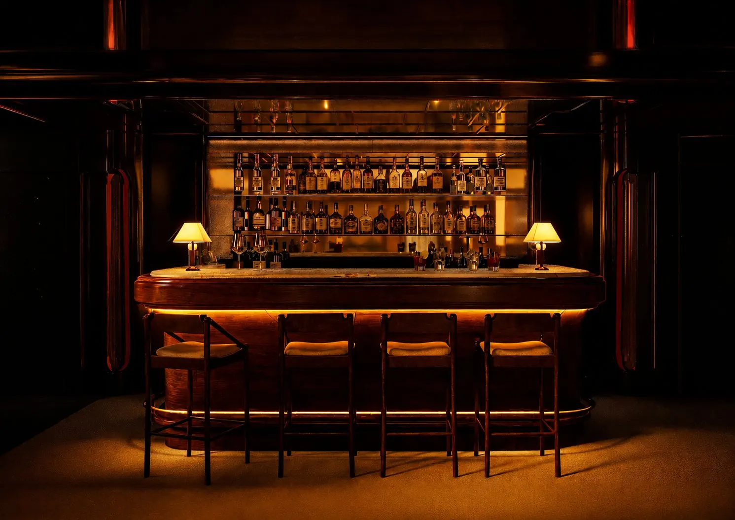 Bourbon Hotel · 3D render: bar